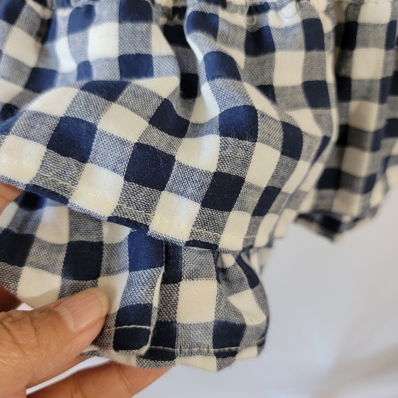 Anthropologie MABLE Blue/White Gingham Smocked Mini Dress Sz M Y2K Peasant Fairy - Picture 8 of 12
